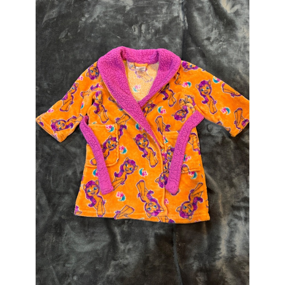 My Little Pony Sunny Starscout Plush Robe Girls 3T Orange Purple Bathrobe